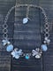 Image of Broadleaf Hydrangea Rainbow Moonstone Paraiba Apatite Statement Necklace Handmade Chain