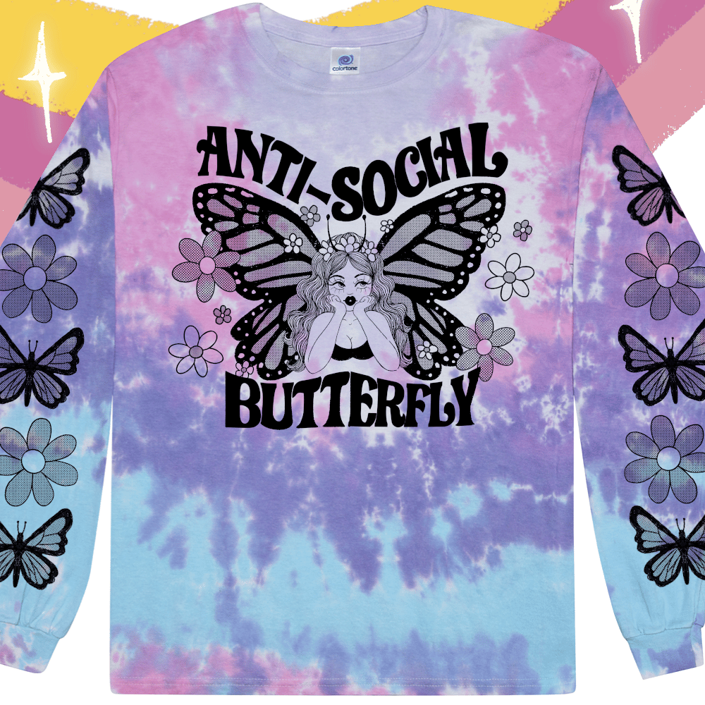 Image of ANTI-SOCIAL BUTTERFLY TIE-DYE TEE