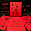 original screen print 4pack crimson 8x10