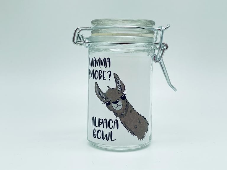 Wanna Smoke Alpaca Bowl Stash Jar - white
