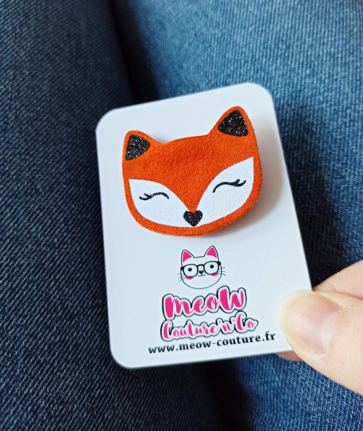 Image of Broche Renard en Cuir orange