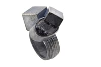 Image 2 of Contemporary Cocktail ring. Tourmaline quartz in an oxidised silver