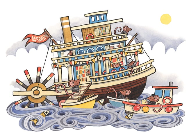 Print - Adventuremice Floating Library