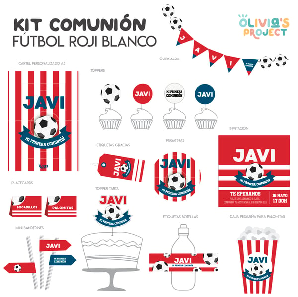 Image of Kit de Comunión Fútbol Roji Blanco Impreso