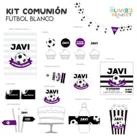 Kit de Comunión Fútbol Blanco Impreso