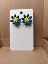 Passion Flower Studs - Teal and Gold