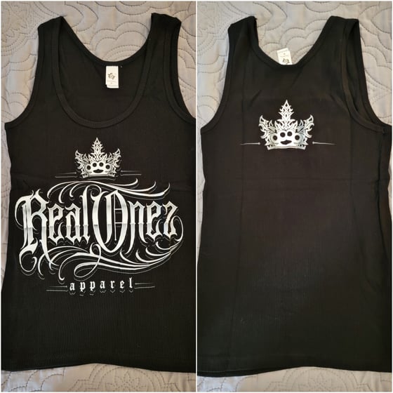 Image of Ladies black and silver tank