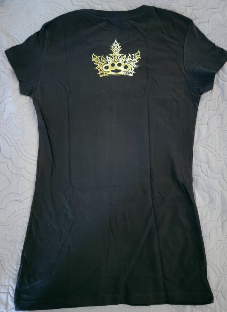 Image of Ladies black and Gold short sleeve