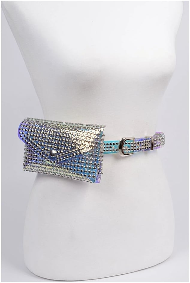 "Mia" multicolored studded fanny pack with belt