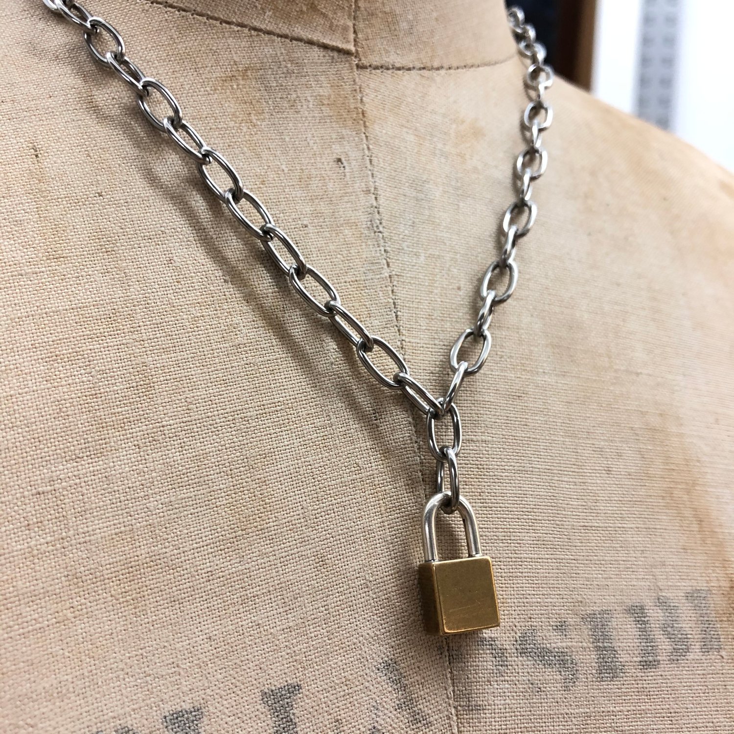 Local Pitara Big Lock Chain Necklace Stainless Steel Necklace