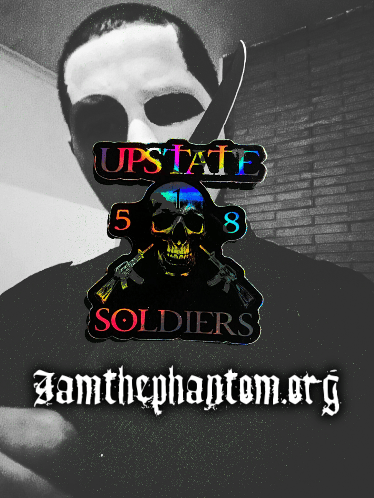 Image of  Holographic Skull And Guns Sticker 