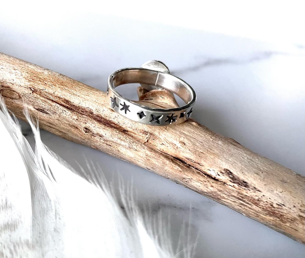 Handmade Sterling Silver Celestial Starry Carnelian Ring 925