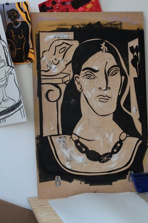 Image of Ambar - Woodcut print - limited edition 50x70cm/10,6x27,5 inches