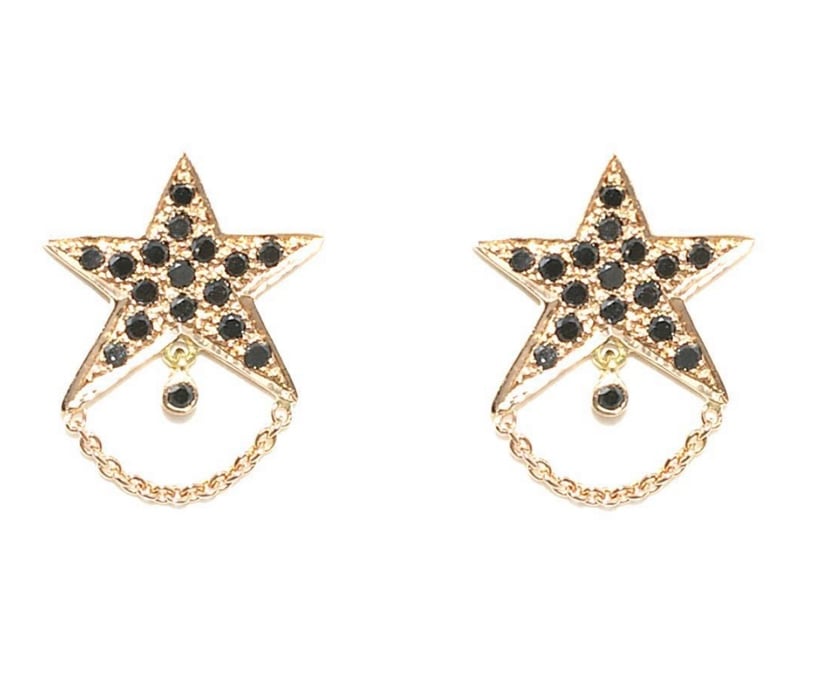 Unhada 18kt and Black Diamonds Star Studs - Image 1 of 1