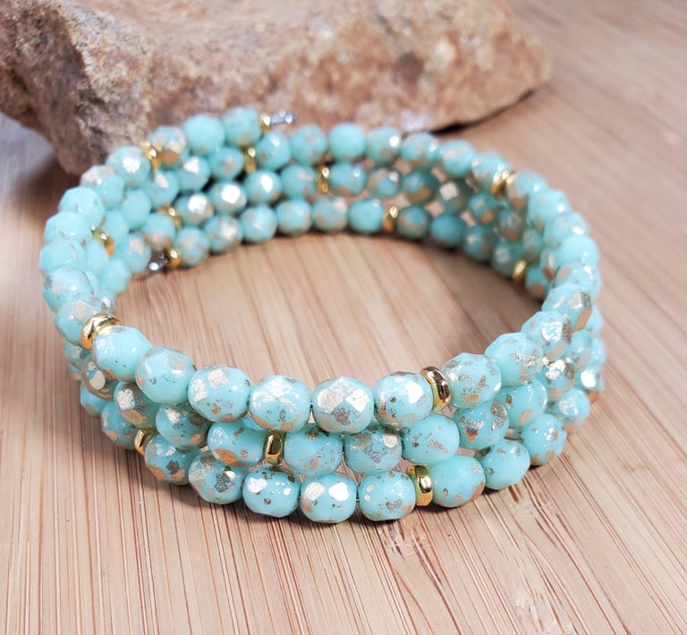 Turquoise Czech Bead Bracelet