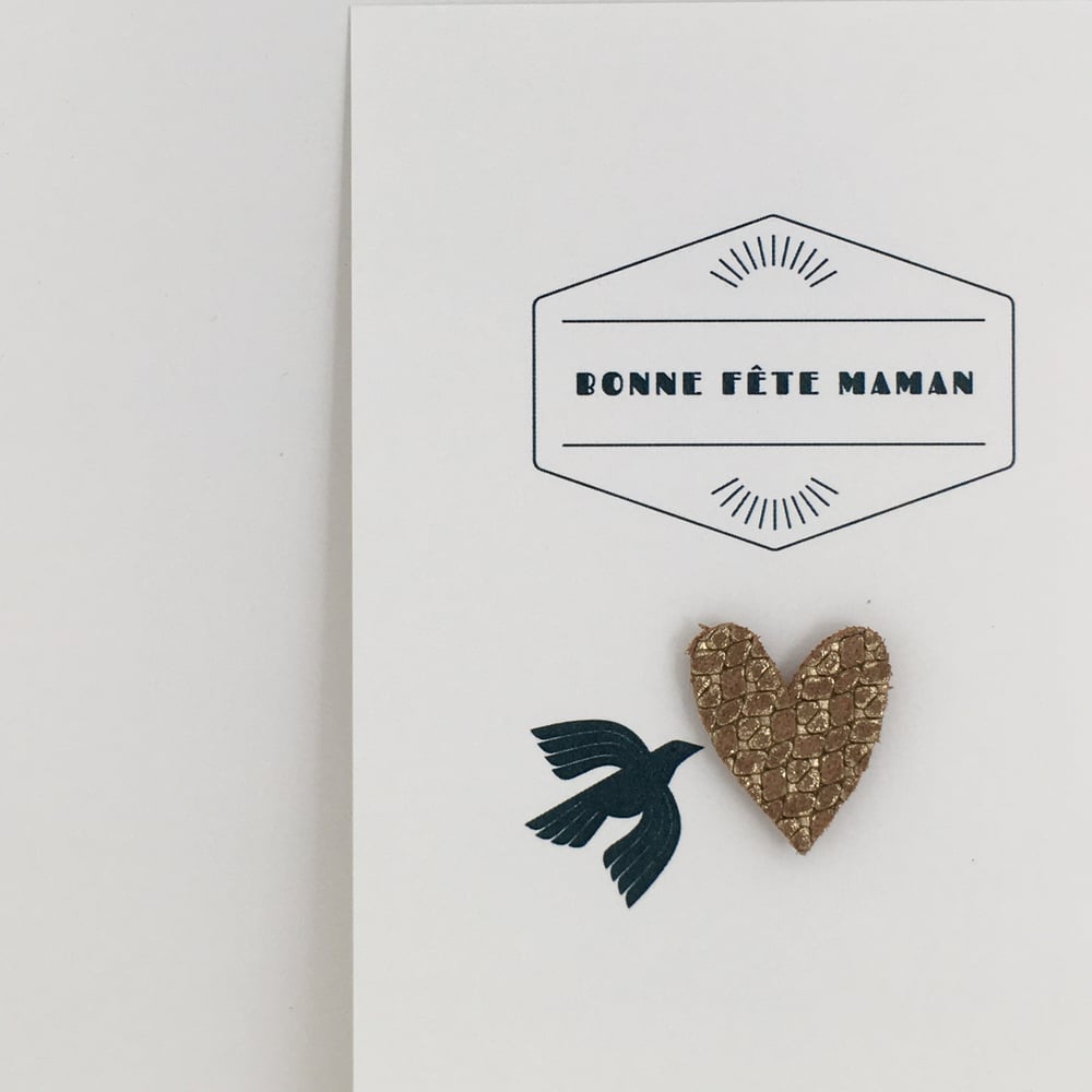 Image of pin's & carte "bonne fête maman"