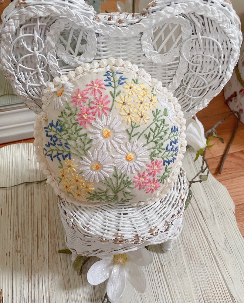 Image of Vintage embroidered pillow 