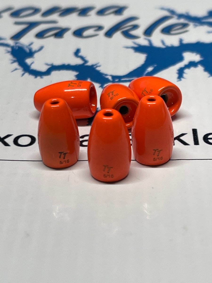 Orange Tungsten flipping weights | Texoma Tungsten