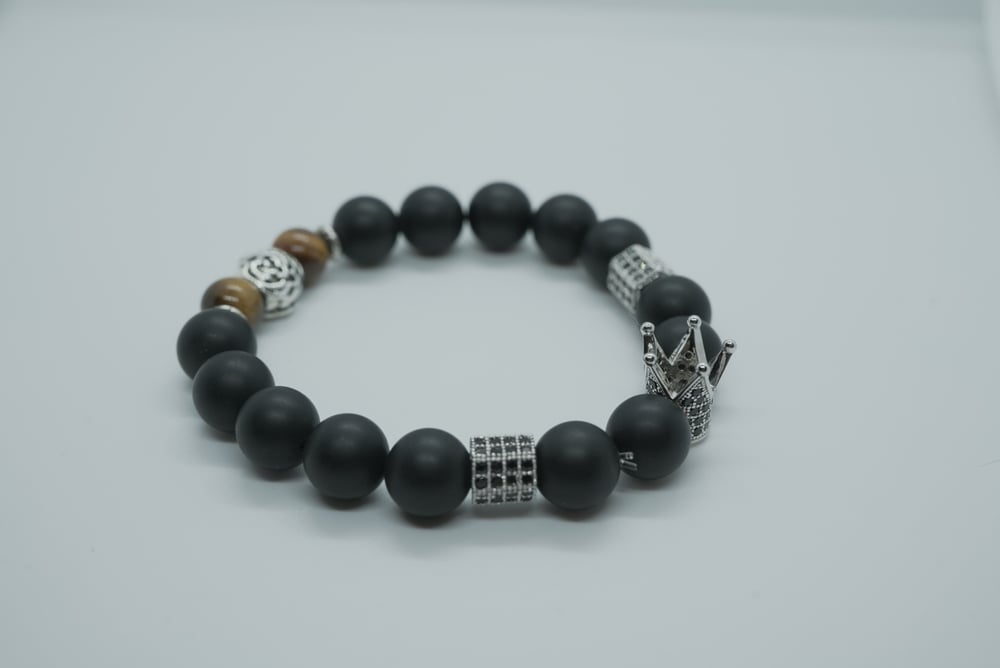 Matte Onyx 10mm & Tigers eye King & Queen クラウン