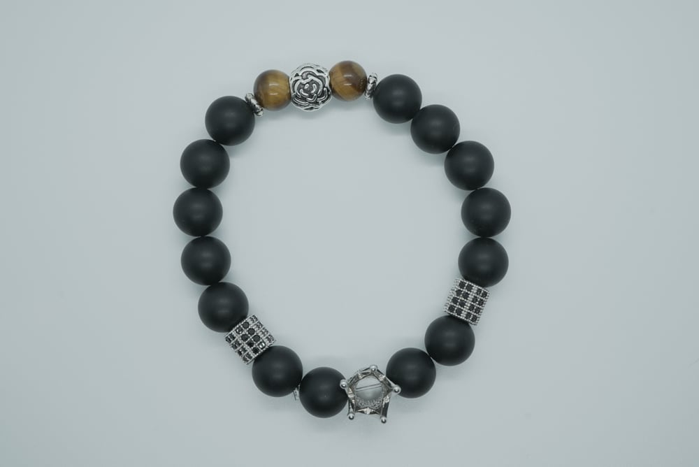 Matte Onyx 10mm & Tigers eye King & Queen クラウン