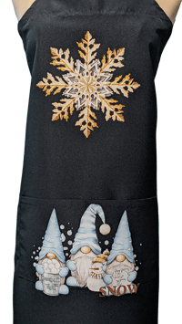 Image 2 of Snowflake Gnomes Apron (black)