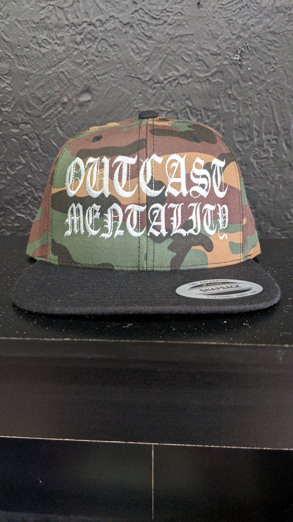 O/M Old English embroidered snapback