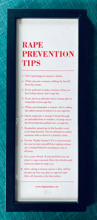 Rape Prevention Tips – framed