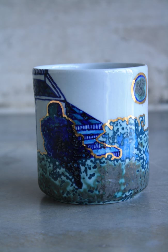 Hand painted porcelain mug 19