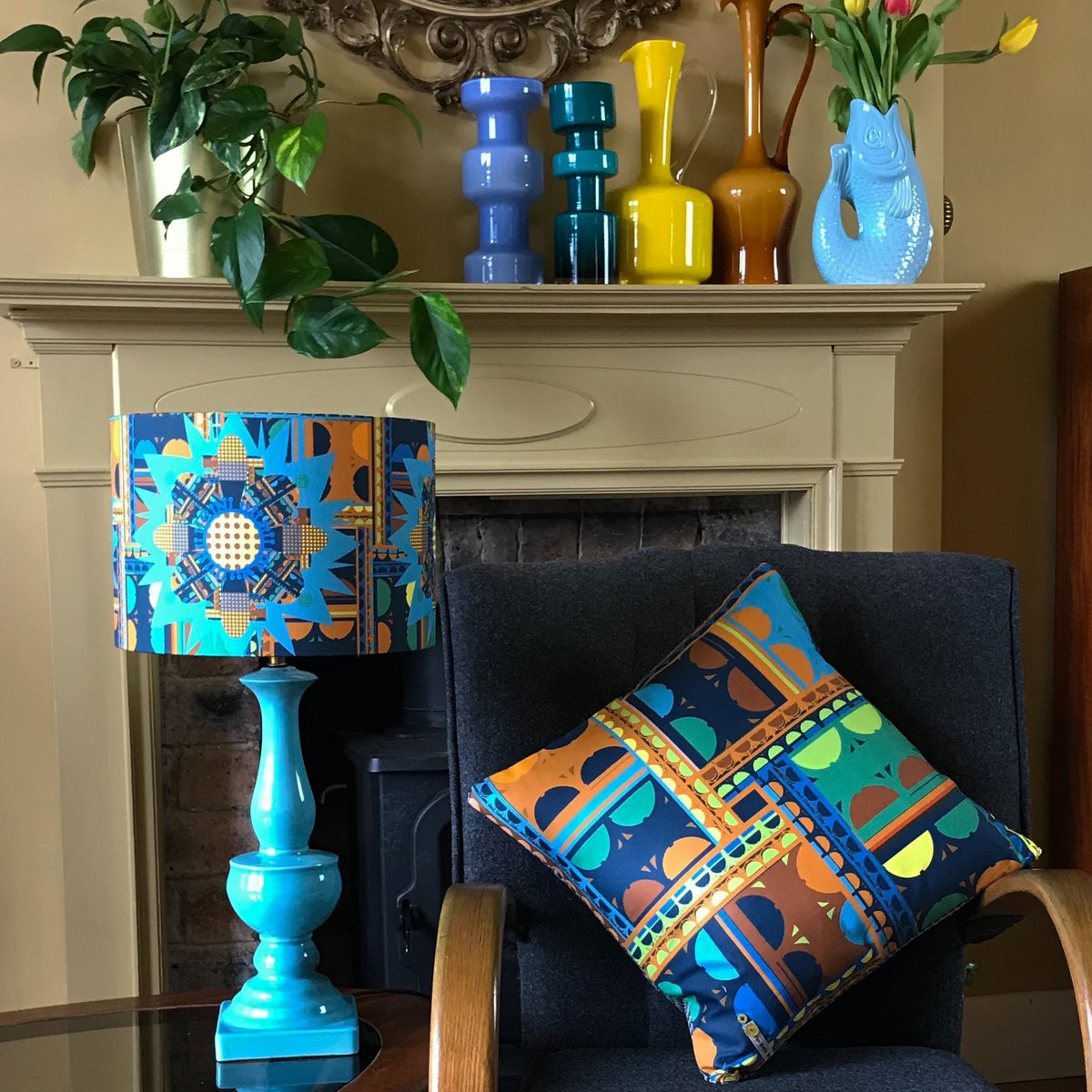 Image of NEW 'City Bloom Blue' Lampshade