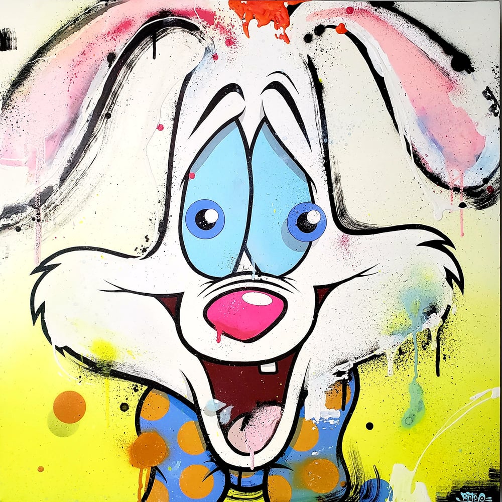 Image of Roger rabbit "patty cakes" 12 x 12 in. Print