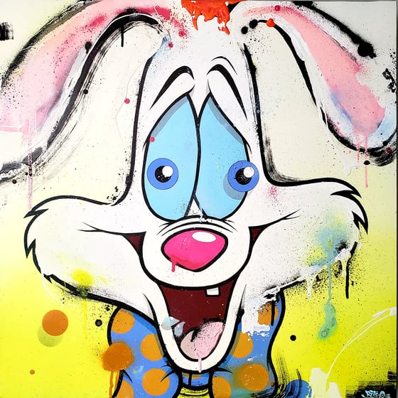 Image of Roger rabbit "patty cakes" 12 x 12 in. Print