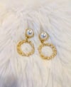 Pearl circle drop earrings