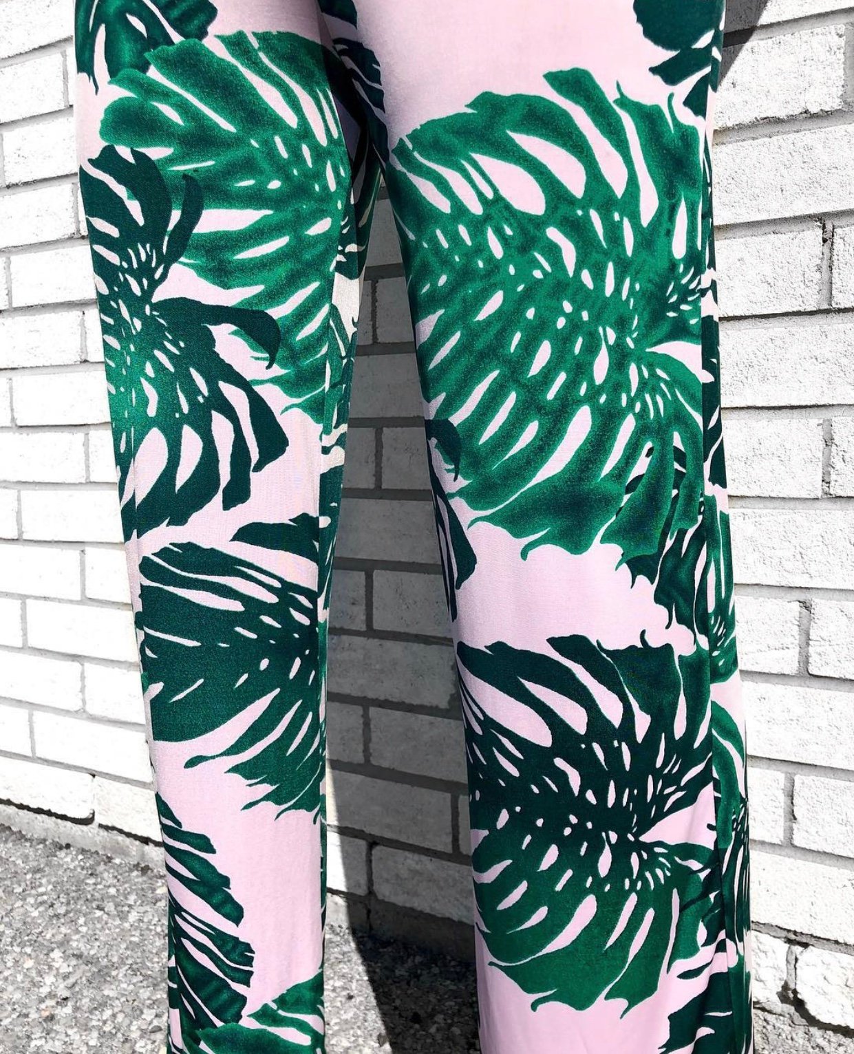 Image of PALM PRINT TROUSER & CROP TOP SET  (MEDIUM)