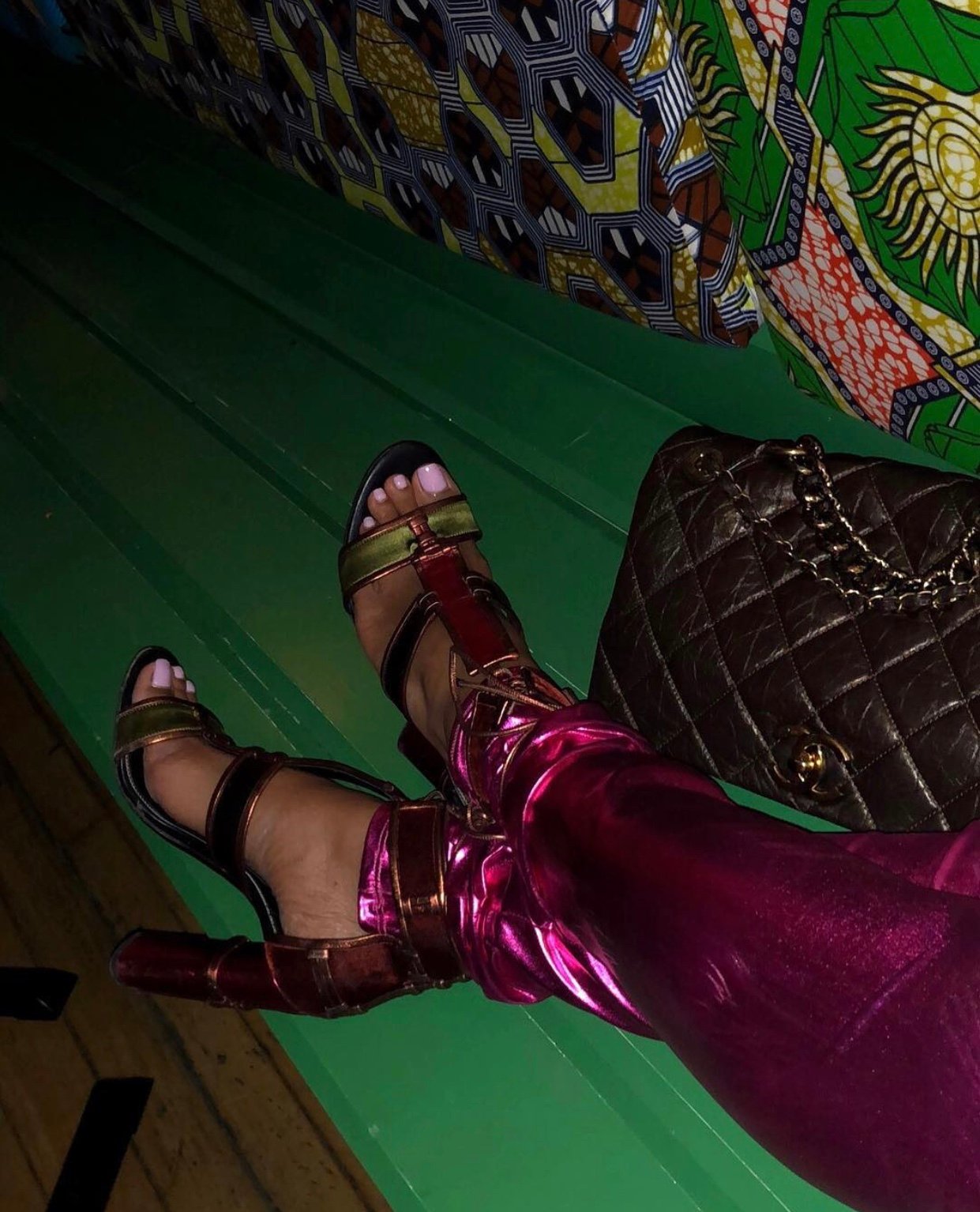 Image of METALLIC HOT PINK LEGGING & CROP TOP SET (LARGE)
