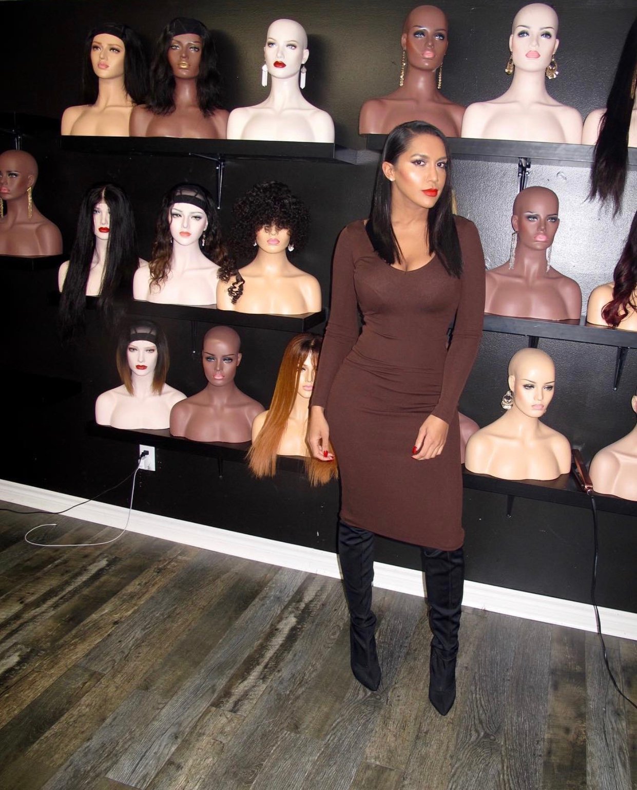 Image of ZARA BROWN RIBBED OFF-SHOULDER DRESS (SMALL)