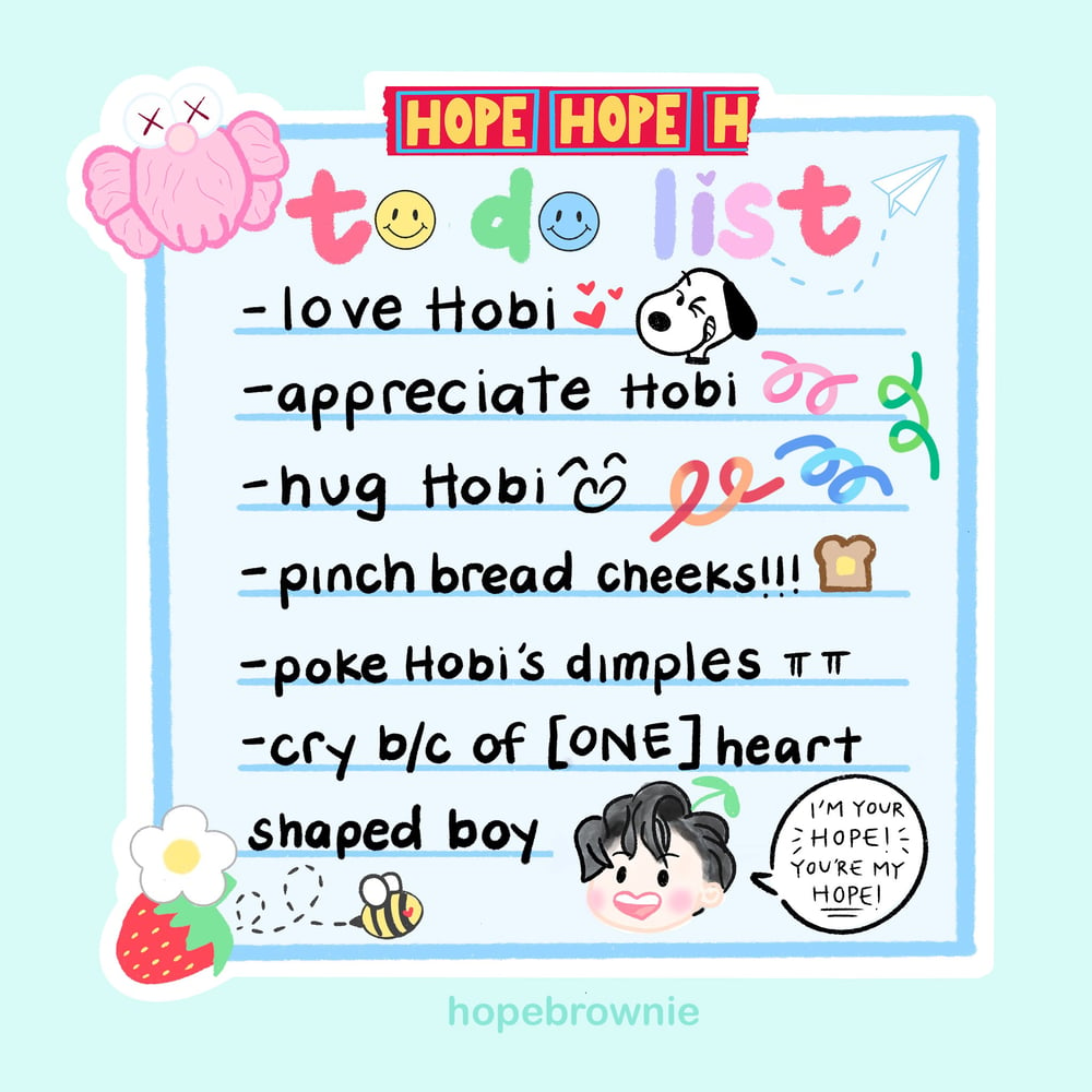 Image of hobi to do list sticker! 🥺