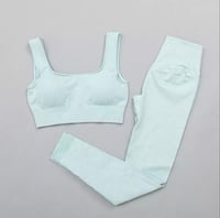 ‘Ribbed Collection’ Sports Bra & Leggings Set - Sky