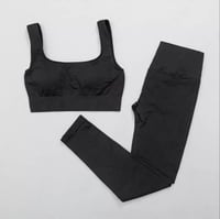 ‘Ribbed Collection’ Sports Bra & Leggings Set - Black