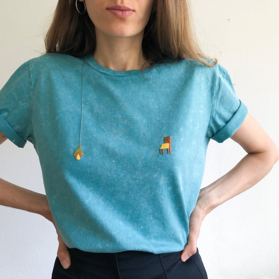 Image of Sunny nips t-shirt no.4 // hand embroidered organic cotton t-shirt, available in ALL sizes
