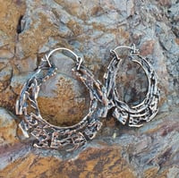 Image 3 of 2 1/2" bronze 'kharybdis'  hoop earrings