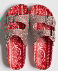 Image 2 of "Bandie" red bandana sparkly slides