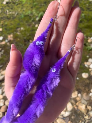 purple worm earrings