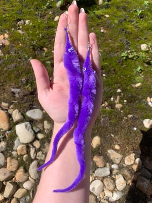 purple worm earrings