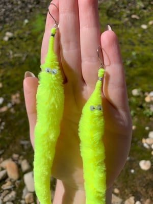 yellow worm earrings