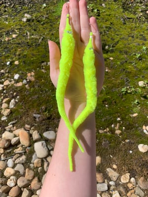 yellow worm earrings