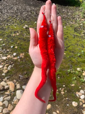 red worm earrings