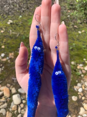 dark blue worm earrings