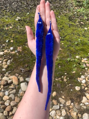 dark blue worm earrings