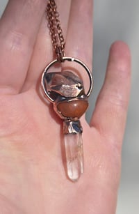 Image 3 of Electroformed Herkimer Diamond, Carnelian, and Quartz necklace 01