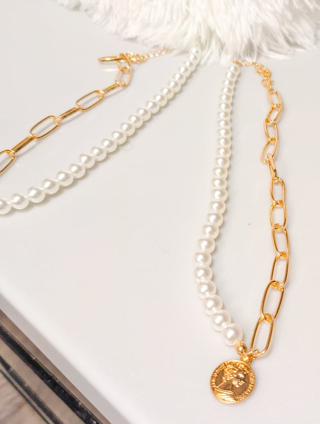 Pearl link chain for jewellery making Clearance